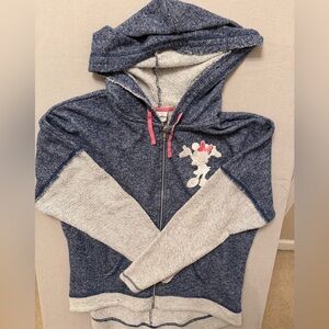 Disney Parks Hooded Knit Sweatshirt Zip Front Layered Look Size XL Minnie
